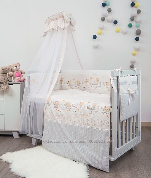 Комплект постільної білизни у дитяче ліжечко з балдахіном