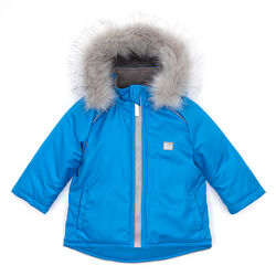 Стильная зимняя куртка, парка с опушкой 92, 98, 104 р голубая