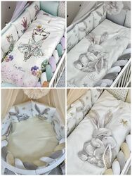 Элитный набор в детскую овальную и стандартную кроватку Magic сатин