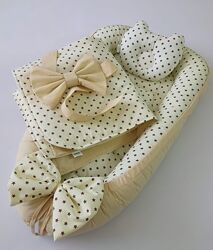 Набор для новорожденного кокон-люлька, плед-конверт и подушка