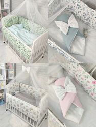 Комплект постельного белья в детскую кроватку с балдахином, конвертом Стиль