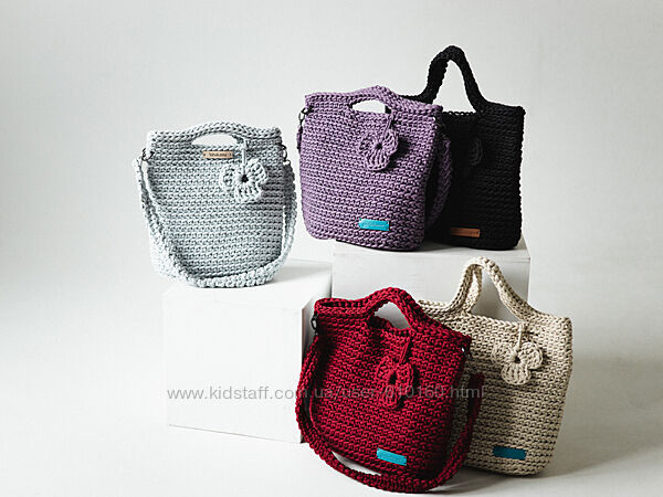 Сумка большая прямоугольная вязаная шопер черная handmade