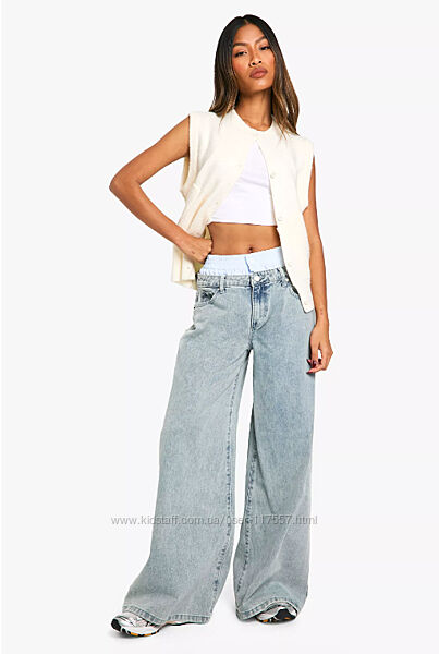 Широкие джинсы wide leg jeans Boohoo