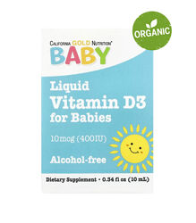 California Gold Nutrition, Витамин D3 для детей, Д3, 400 МЕ, капли, 10 мл