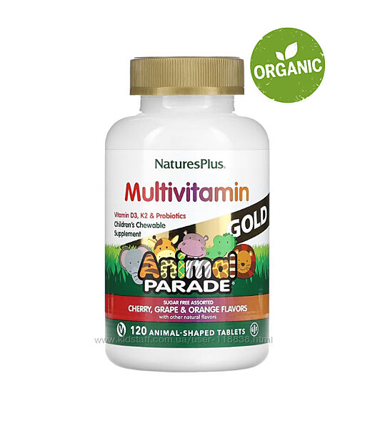 Natures Plus, Animal Parade Gold, Мультивитамины для детей, 60/120 таблеток