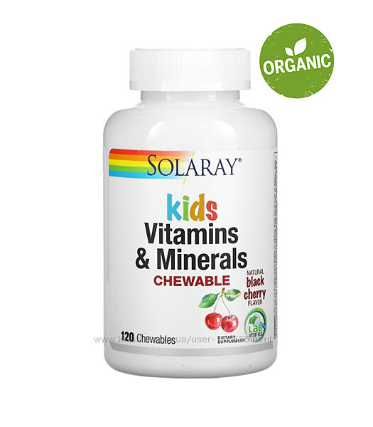 Solaray, Мультивитамины для детей, вкус черешни, 120 шт
