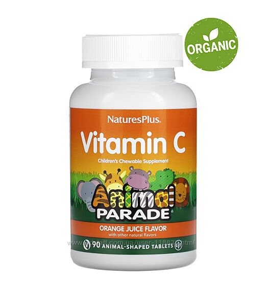 NaturesPlus, Animal Parade, Жевательный витамин С, апельсин, 90 таблеток