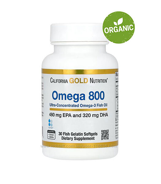 California Gold Nutrition, Омега 800, рибячий жир з омега-3, 30/90 капсул
