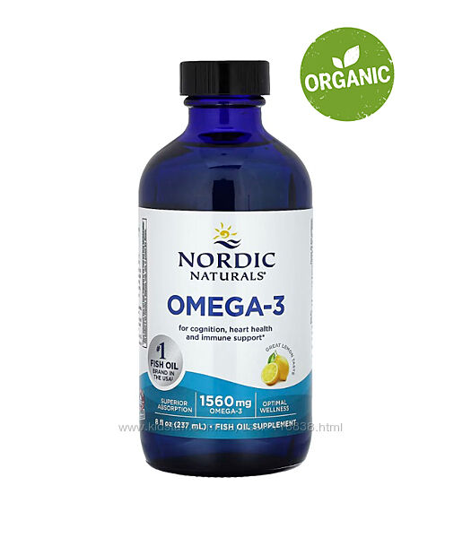 Nordic Naturals, Омега-3, риб&acuteячий жир, 1560 мг, лимон, 237 мл