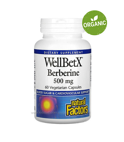 Natural Factors, WellBetX, берберин, 500 мг, 60/120 капсул