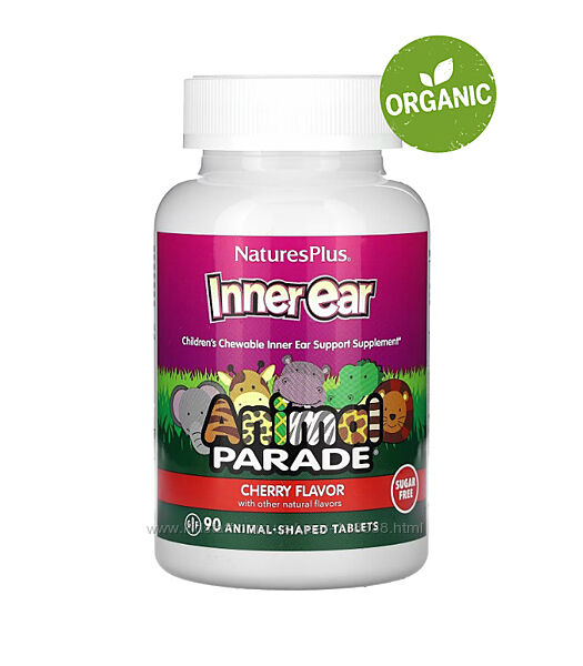 NaturesPlus, Animal Parade, Inner ear, пробіотики вухо горло ніс, 90 таблет