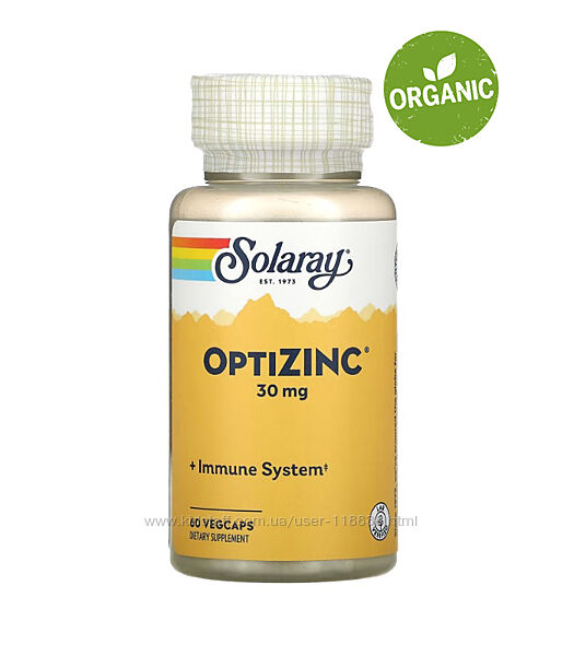 Solaray, Цинк Optizinc, 30 мг, 60 капсул
