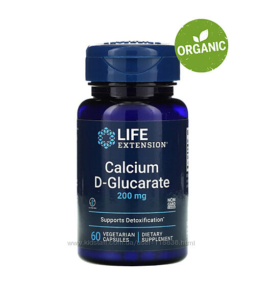 Life Extension, D-глюкарат кальция, Детоксикация организма, 200 мг, 60 шт