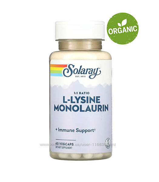 Solaray, L-лизин и монолаурин, в соотношении 1 до 1, 60 капсул