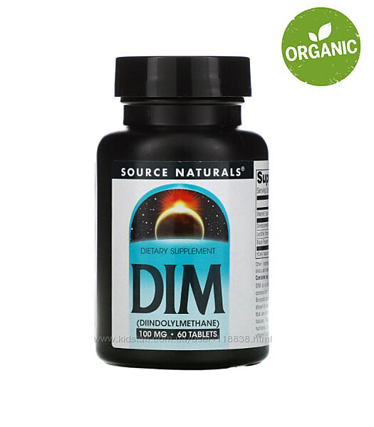 Source Naturals, DIM, дииндолинметан, 100 мг, 60 таблеток 