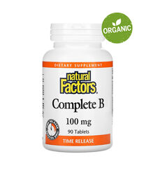 Natural Factors, Complete B, Комплекс витаминов группы В, 100 мг, 90 таблет