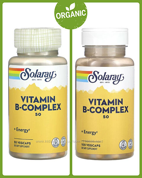 Solaray, b-complex 50, Комплекс вітамінів групи В, b, 50 мг, 50/100 капсул