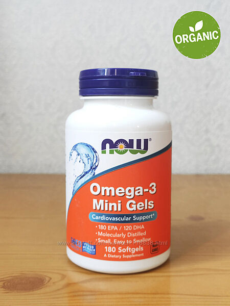 Now Foods, Mini Omega, Омега-3, рыбий жир, 180 мини-капсул 