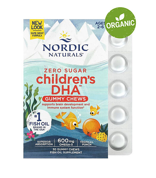 Nordic Naturals, DHA, жевательные таблетки с ДГК, омега-3, 30 шт