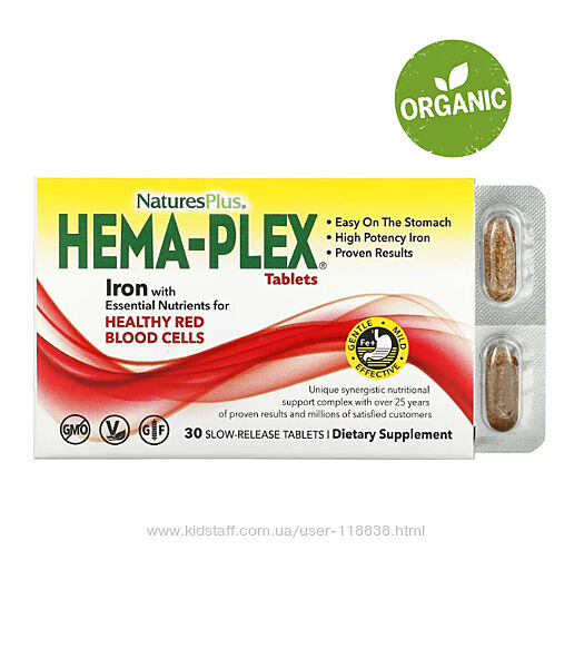 NaturesPlus, Hema-Plex, Комплекс с железом, 30 таблеток
