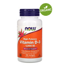 NOW Foods, Вітамін D3, 25 мкг, 1000 МО, 180 капсул