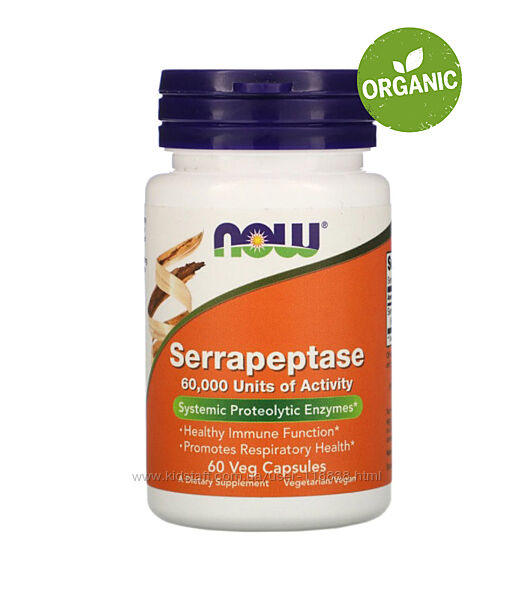 Now Foods, Серрапептаза, 60 000 SPU, 60 капсул