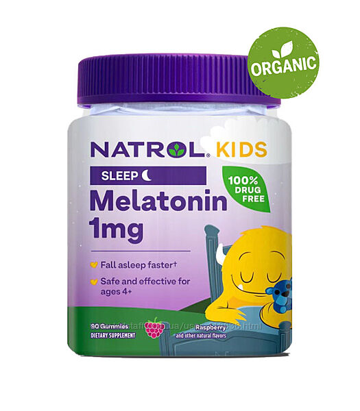 Natrol, Kids, Мелатонин для детей от 4 лет, ягодный вкус, 60/90 мармеладок