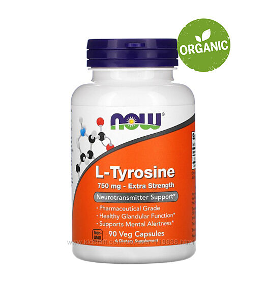 Now Foods, L-тирозин, с повышенной силой действия, 750 мг, 90 капсул 