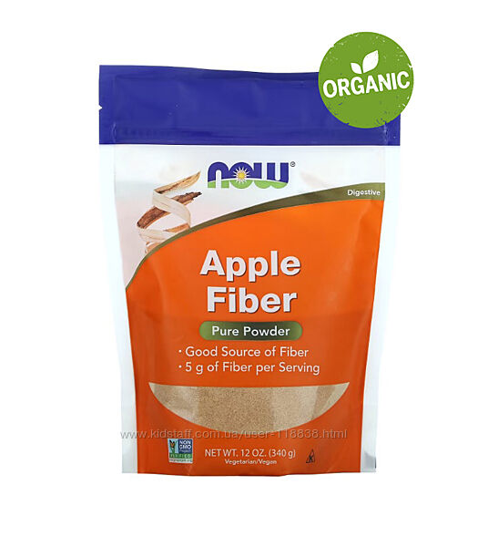 NOW Foods, Яблочная клетчатка, Пектин, порошок, 340 г 