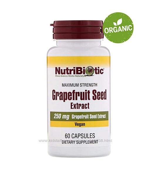 NutriBiotic, GSE, Экстракт семян грейпфрута, 250 мг, 60 капсул