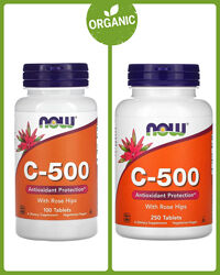 Now Foods, Вітамін С 500 мг, з шипшиною, 100/250 таблеток