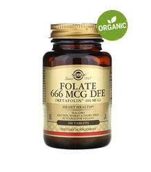 Solgar, Фолат у вигляді метафоліну, 400 мкг, 100 таблеток