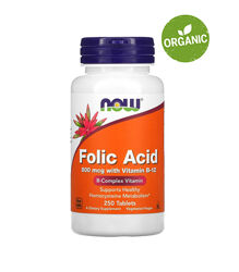 Now Foods, Фолієва кислота, 800 мкг, 250 таблеток 