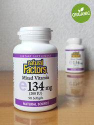 Natural Factors, Mixed vitamin, Вітамін Е, 200 МО, 90 капсул