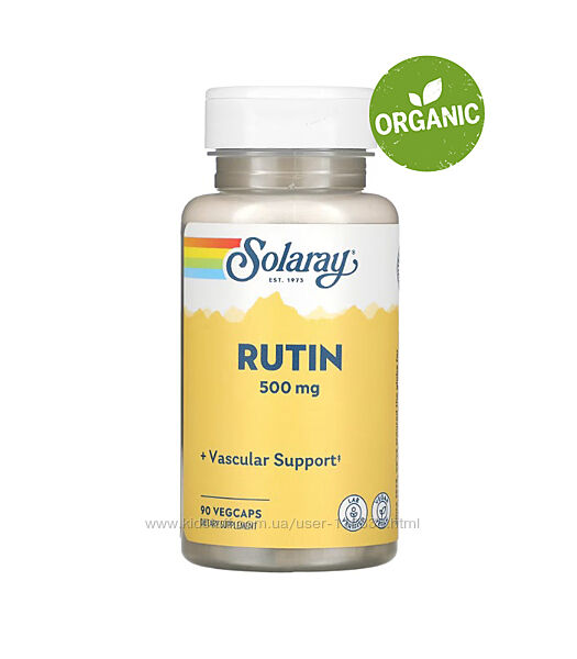 Solaray, Рутин, 500 мг, 90 капсул. Способствует укреплению сосудов