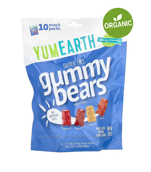 YumEarth, Жевательные мишки, ассорти вкусов, 10 упаковок