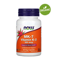 NOW Foods, MK-7, Витамин К2, k2, 100 мкг, 60 капсул 