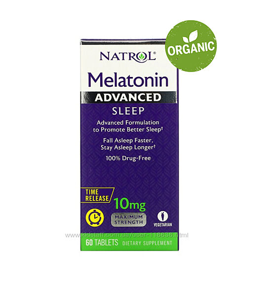 Natrol, Мелатонин, медленное высвобождение, 10 мг, 60 таблеток 