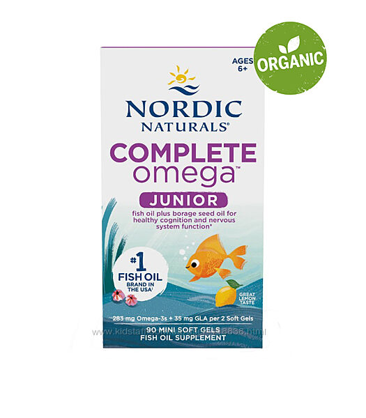 Nordic Naturals, Complete Omega Junior, Омега 3-6-9, 90 мінікапсул