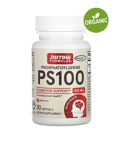 Jarrow Formulas, PS 100, фосфатидилсерин, 100 мг, 30/60 капсул