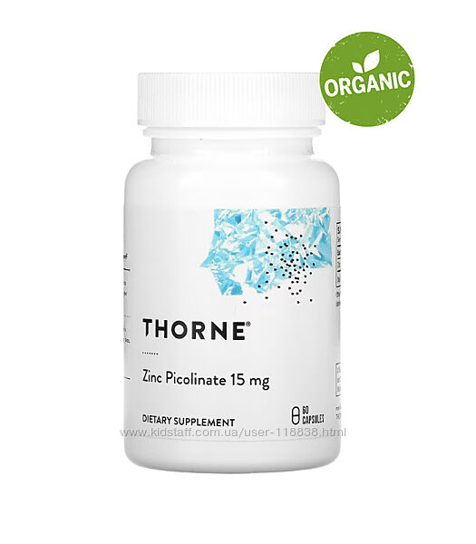 Thorne, піколінат цинку, 15 мг, 60 капсул