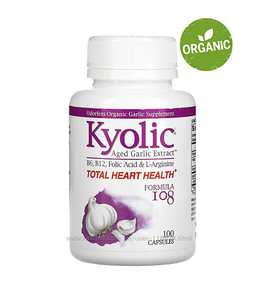 Kyolic, Витамины В6, В12 и фолиевая кислота, экстракт чеснока, 100 капсул