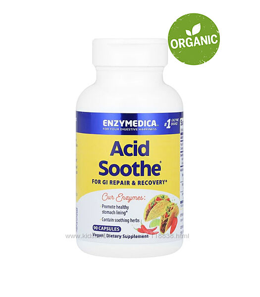 Enzymedica, Acid Soothe, 90 капсул. От изжоги, кислотного рефлюкса