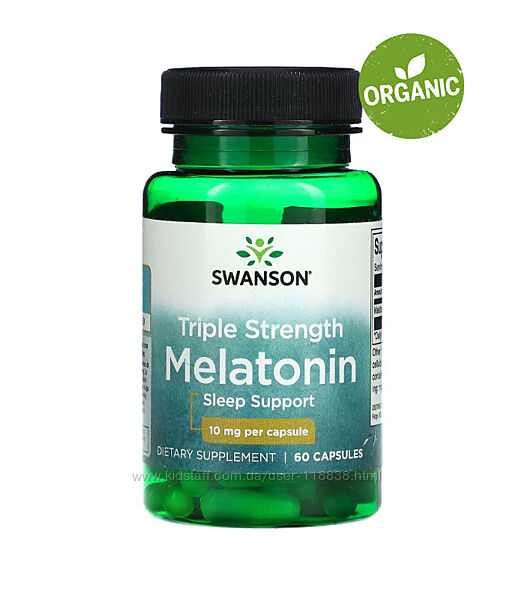 Swanson, Мелатонин тройной силы, 10 мг, 60 капсул