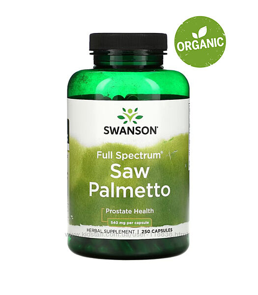 Swanson, Saw Palmetto полного спектра, 540 мг, 250 капсул