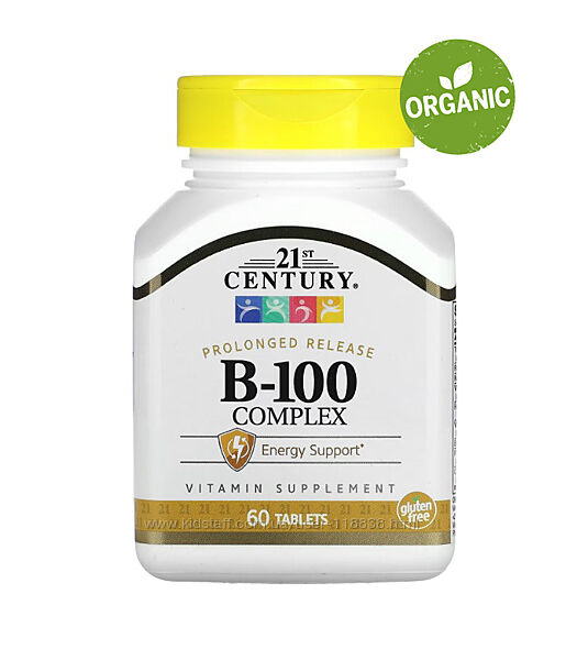 21st Century, В-100, Комплекс витаминов группы В, b, 100 мг, 60 таблеток