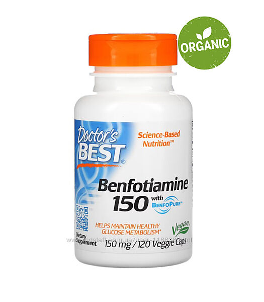 Doctors Best, бенфотиамин с BenfoPure, Витамин В1, b1, 150 мг, 120 капсул