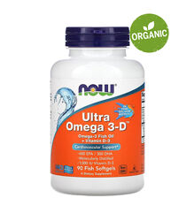 NOW Foods, Ultra Omega 3-D, Ультраомега 3-D, 600 ЭПК / 300 ДГК, 90 капсул