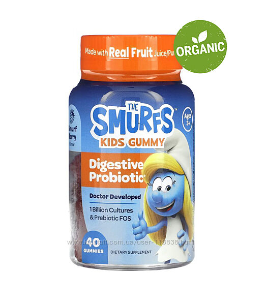 The Smurfs, пробиотик для детей от 3 лет, ягодный вкус, 40 мармеладок