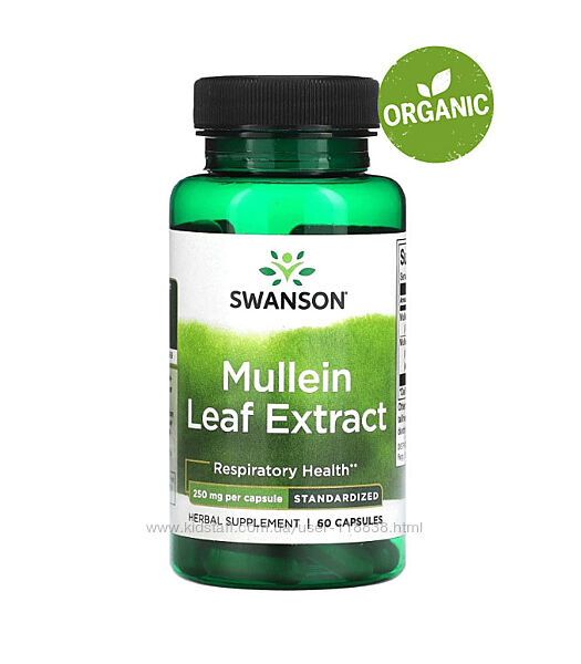 Swanson, Экстракт листьев коровяка, 250 мг, 60 капсул